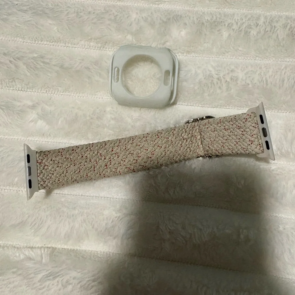 Beige and Pink Smartwatch Band with Silver Buckle- Apple watch series 3